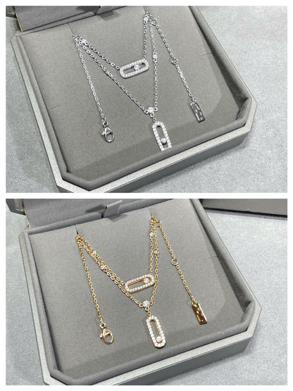[⭐Hildren Jewelry]MOVE 2 ROW DIAMOND NECKLACE