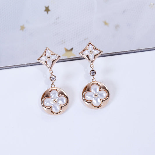 [⭐Hildren Jewelry]STAR AND SUN PINK GOLD MOP DROP EARRINGS