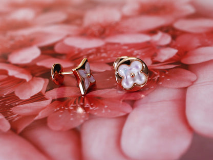 [⭐Hildren Jewelry]STAR AND SUN PINK GOLD MOP STUD EARRINGS
