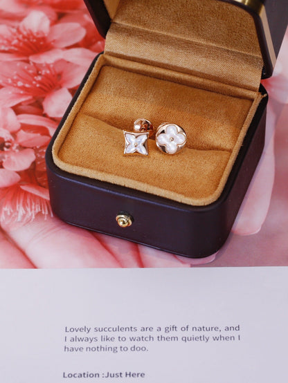 [⭐Hildren Jewelry]STAR AND SUN PINK GOLD MOP STUD EARRINGS
