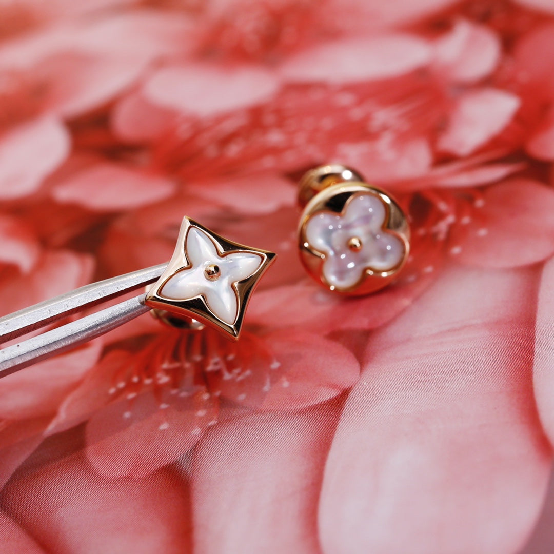 [⭐Hildren Jewelry]STAR AND SUN PINK GOLD MOP STUD EARRINGS