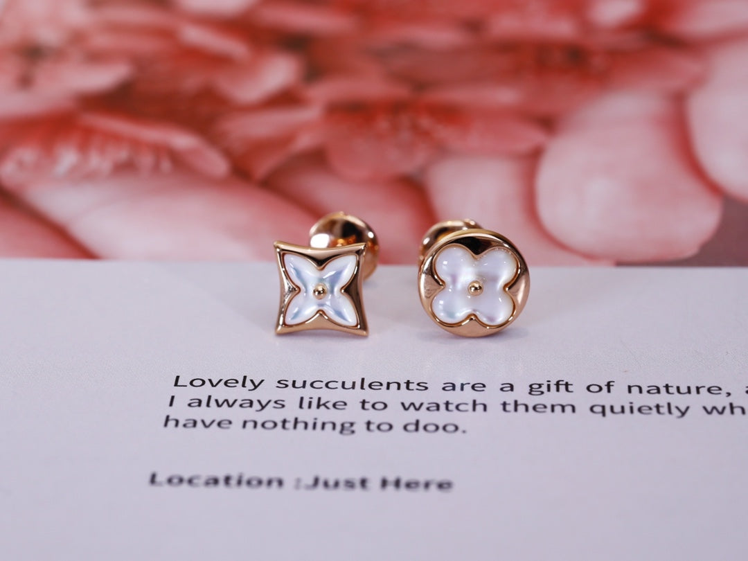 [⭐Hildren Jewelry]STAR AND SUN PINK GOLD MOP STUD EARRINGS