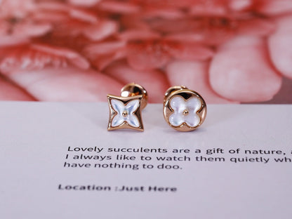 [⭐Hildren Jewelry]STAR AND SUN PINK GOLD MOP STUD EARRINGS