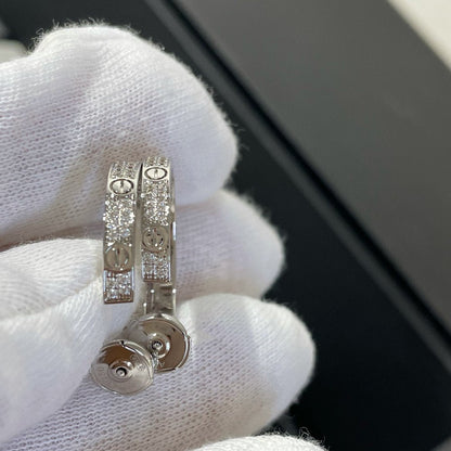 [⭐Hildren Jewelry]LOVE DIAMOND SILVER HOOP EARRINGS