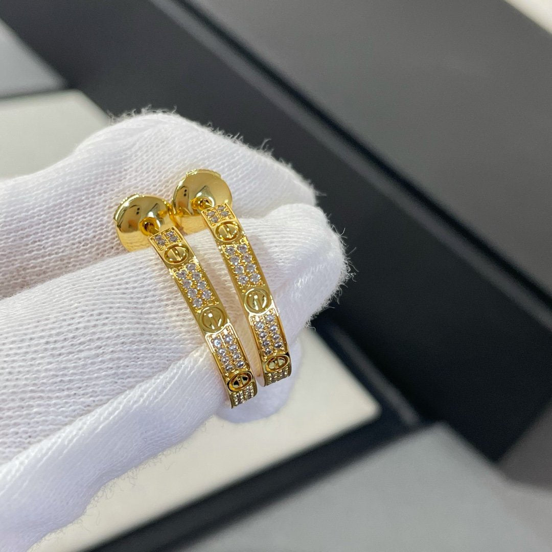 [⭐Hildren Jewelry]LOVE DIAMOND GOLD HOOP EARRINGS