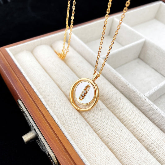 [⭐Hildren Jewelry]Demo MOVE MOP PINK GOLD NECKLACE