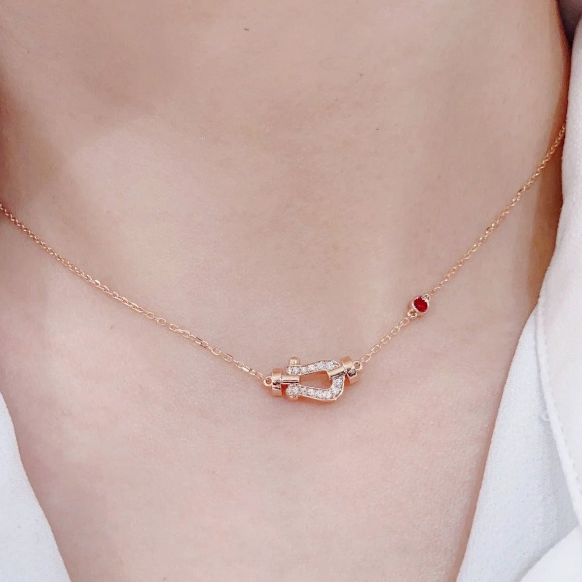 [⭐Hildren Jewelry]FORCE 10 DIAMOND PINK GOLD NECKLACE