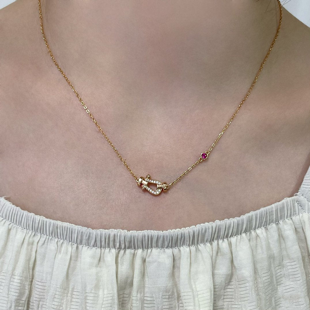 [⭐Hildren Jewelry]FORCE 10 DIAMOND PINK GOLD NECKLACE