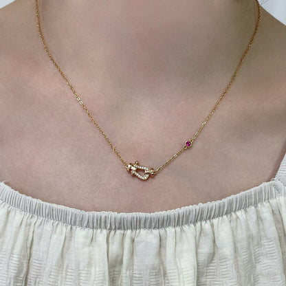 [⭐Hildren Jewelry]FORCE 10 DIAMOND PINK GOLD NECKLACE