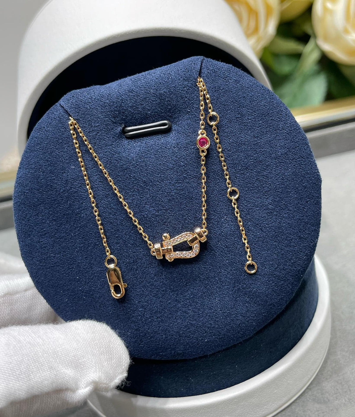 [⭐Hildren Jewelry]FORCE 10 DIAMOND PINK GOLD NECKLACE
