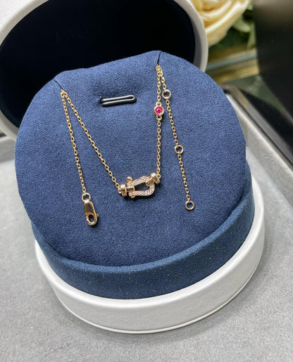 [⭐Hildren Jewelry]FORCE 10 DIAMOND PINK GOLD NECKLACE