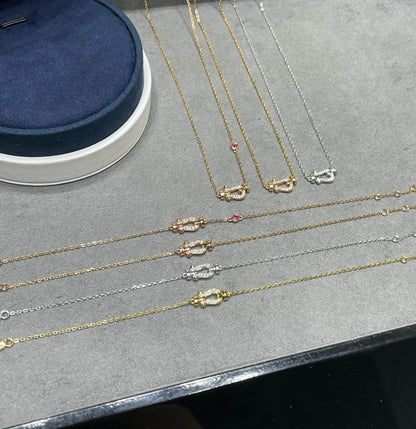[⭐Hildren Jewelry]FORCE 10 DIAMOND PINK GOLD NECKLACE