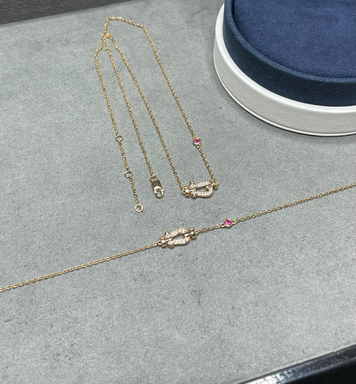 [⭐Hildren Jewelry]FORCE 10 DIAMOND PINK GOLD NECKLACE