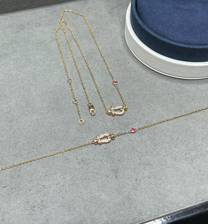 [⭐Hildren Jewelry]FORCE 10 DIAMOND PINK GOLD NECKLACE