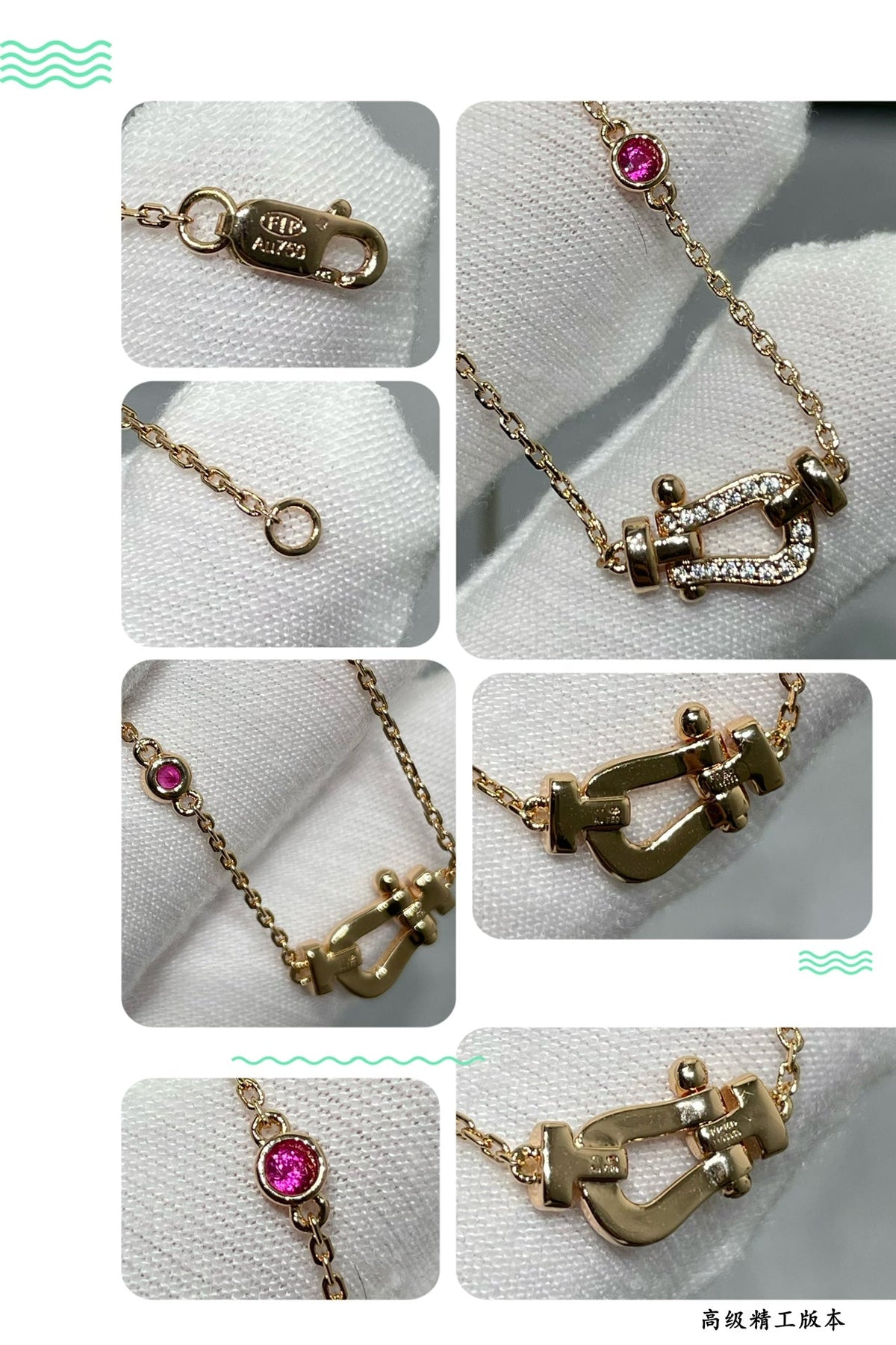 [⭐Hildren Jewelry]FORCE 10 DIAMOND PINK GOLD NECKLACE