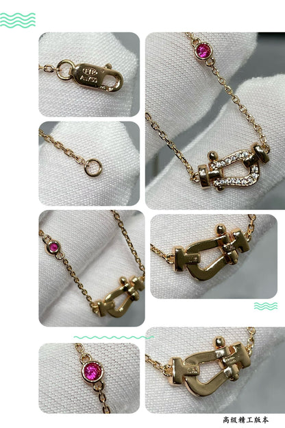 [⭐Hildren Jewelry]FORCE 10 DIAMOND PINK GOLD NECKLACE