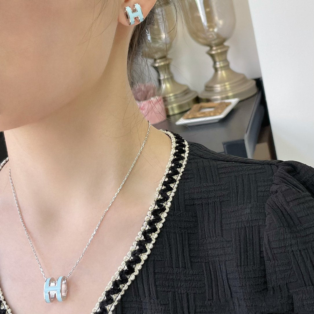 [⭐Hildren Jewelry]POP H SKY BLUE NECKLACE