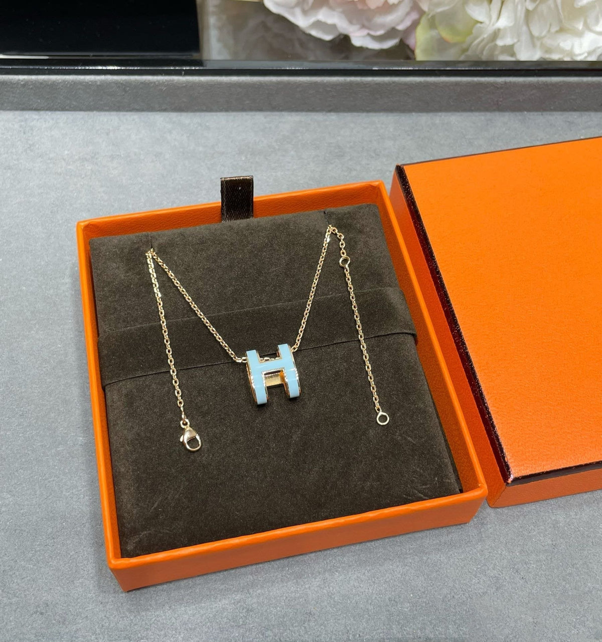 [⭐Hildren Jewelry]POP H SKY BLUE NECKLACE