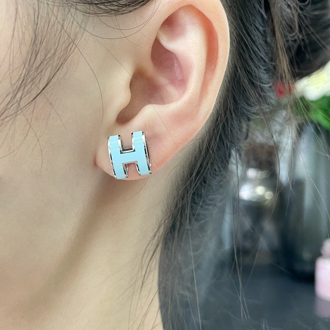 [⭐Hildren Jewelry]POP H SKY BLUE STUD EARRINGS