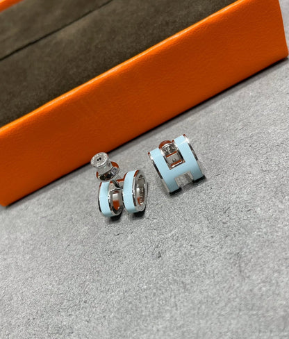 [⭐Hildren Jewelry]POP H SKY BLUE STUD EARRINGS