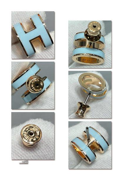 [⭐Hildren Jewelry]POP H SKY BLUE STUD EARRINGS