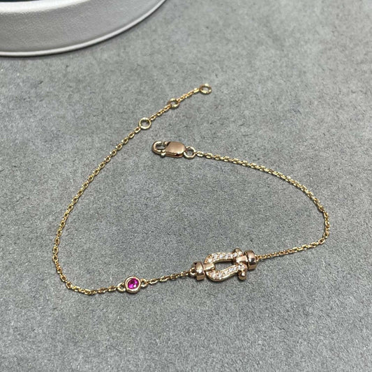 [⭐Hildren Jewelry]FORCE 10 DIAMOND CHAIN LINK PINK GOLD BRACELET