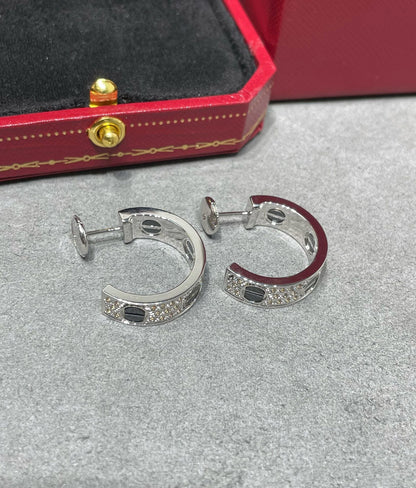[⭐Hildren Jewelry]LOVE CERAMIC DIAMOND PAVED SILVER EARRINGS