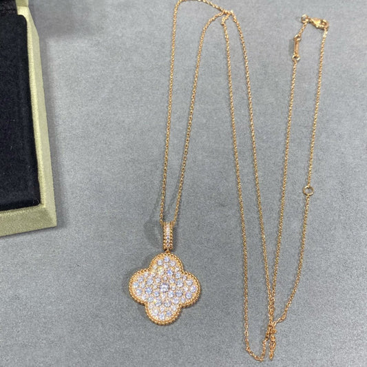 [⭐Hildren Jewelry]CLOVER 25MM LARGE PEDANT DIAMOND PAVED LONG NECKLACE