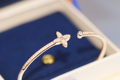 [⭐Hildren Jewelry]IDYLLE PINK GOLD OPEN BRACELET DIAMOND PAVED