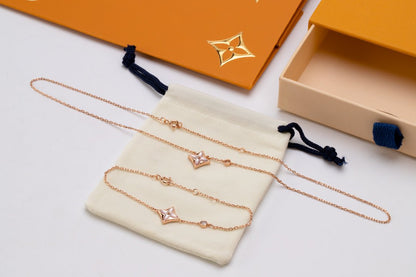 [⭐Hildren Jewelry]STAR PINK MOP 1 DIAMOND PINK GOLD NECKLACE