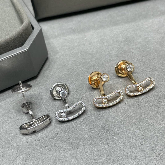 [⭐Hildren Jewelry]MOVE UNO PINK GOLD DIAMOND EARRINGS