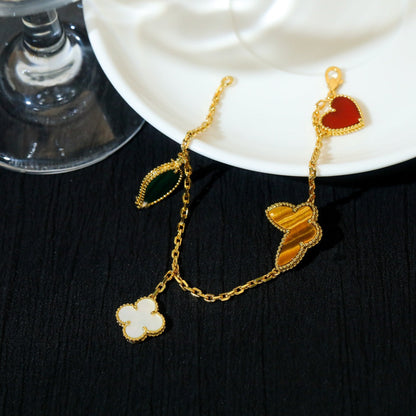 [⭐Hildren Jewelry]LUCKY SPRING 5 MOTIF GOLD BRACELET