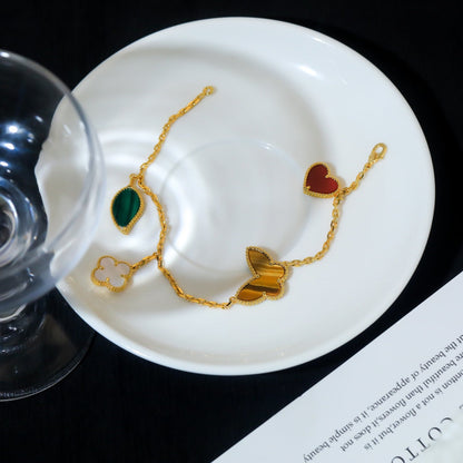[⭐Hildren Jewelry]LUCKY SPRING 5 MOTIF GOLD BRACELET