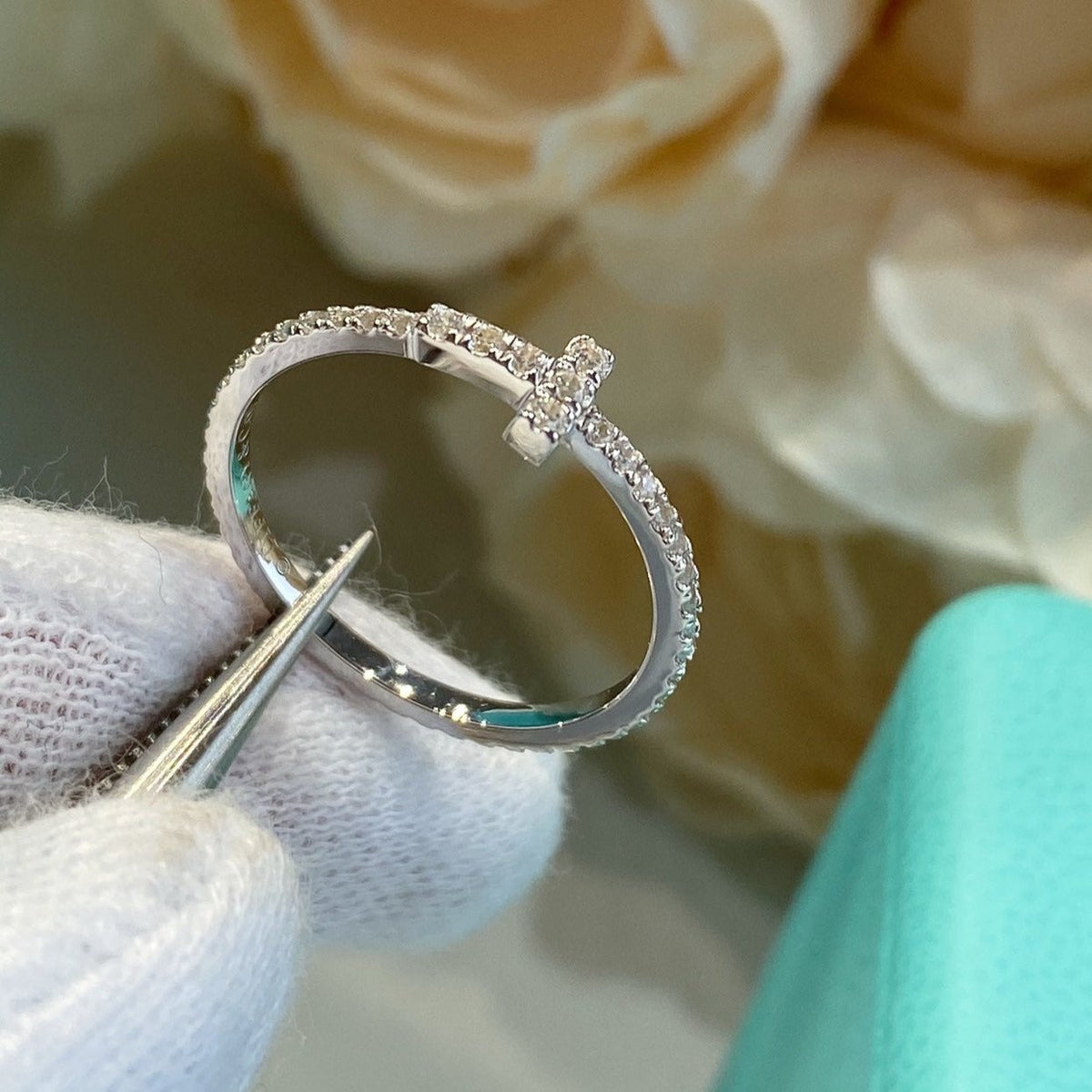 [Hildren Jewelry]T SMALL RING DIAMOND SILVER