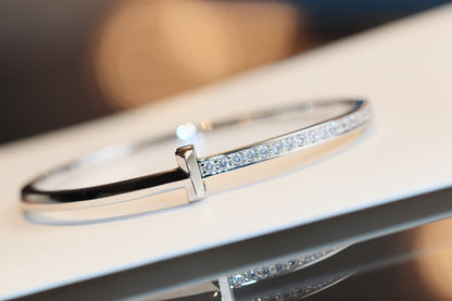[Hildren Jewelry]NARROW T1 HINGED BANGLE DIAMOND SILVER