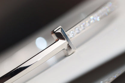 [Hildren Jewelry]NARROW T1 HINGED BANGLE DIAMOND SILVER
