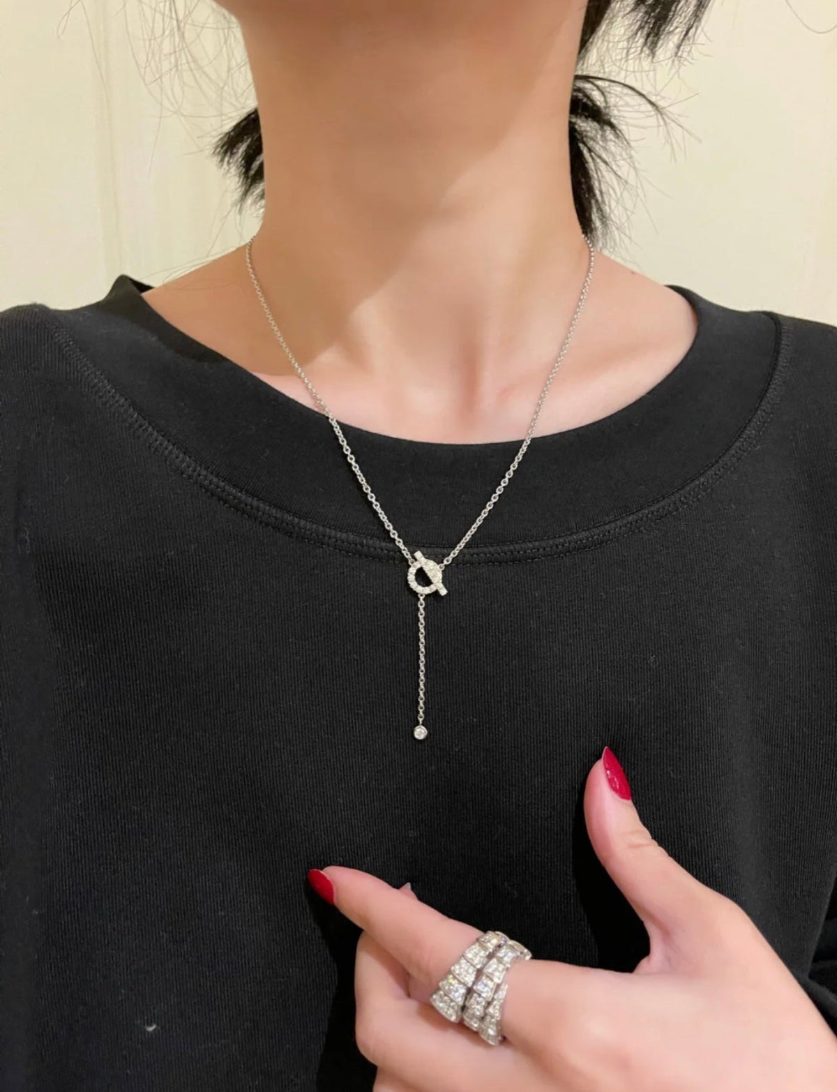 [⭐Hildren Jewelry]FINESSE SILVER DIAMOND NECKLACE