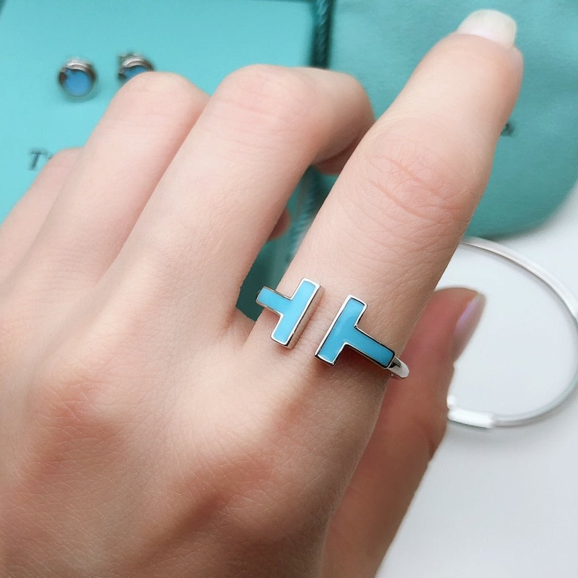 [Hildren Jewelry]T SMALL TURQUOISE SILVER RING