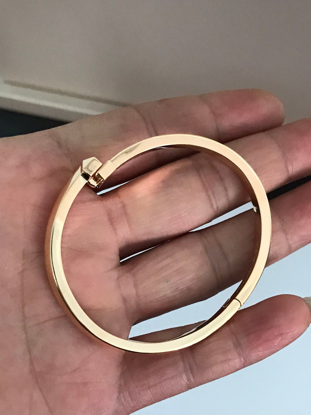 [Hildren Jewelry]T1 WIDE DIAMOND HINGED BANGLE PINK GOLD