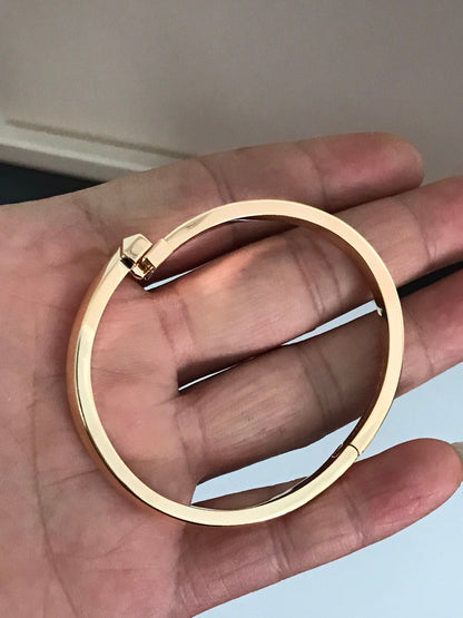 [Hildren Jewelry]T1 WIDE DIAMOND HINGED BANGLE PINK GOLD