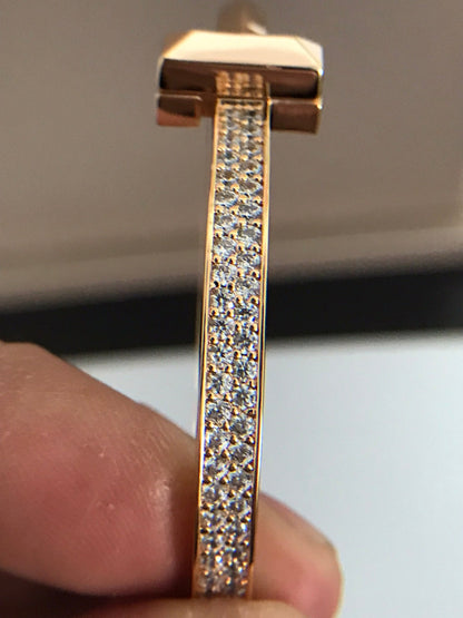 [Hildren Jewelry]T1 WIDE DIAMOND HINGED BANGLE PINK GOLD
