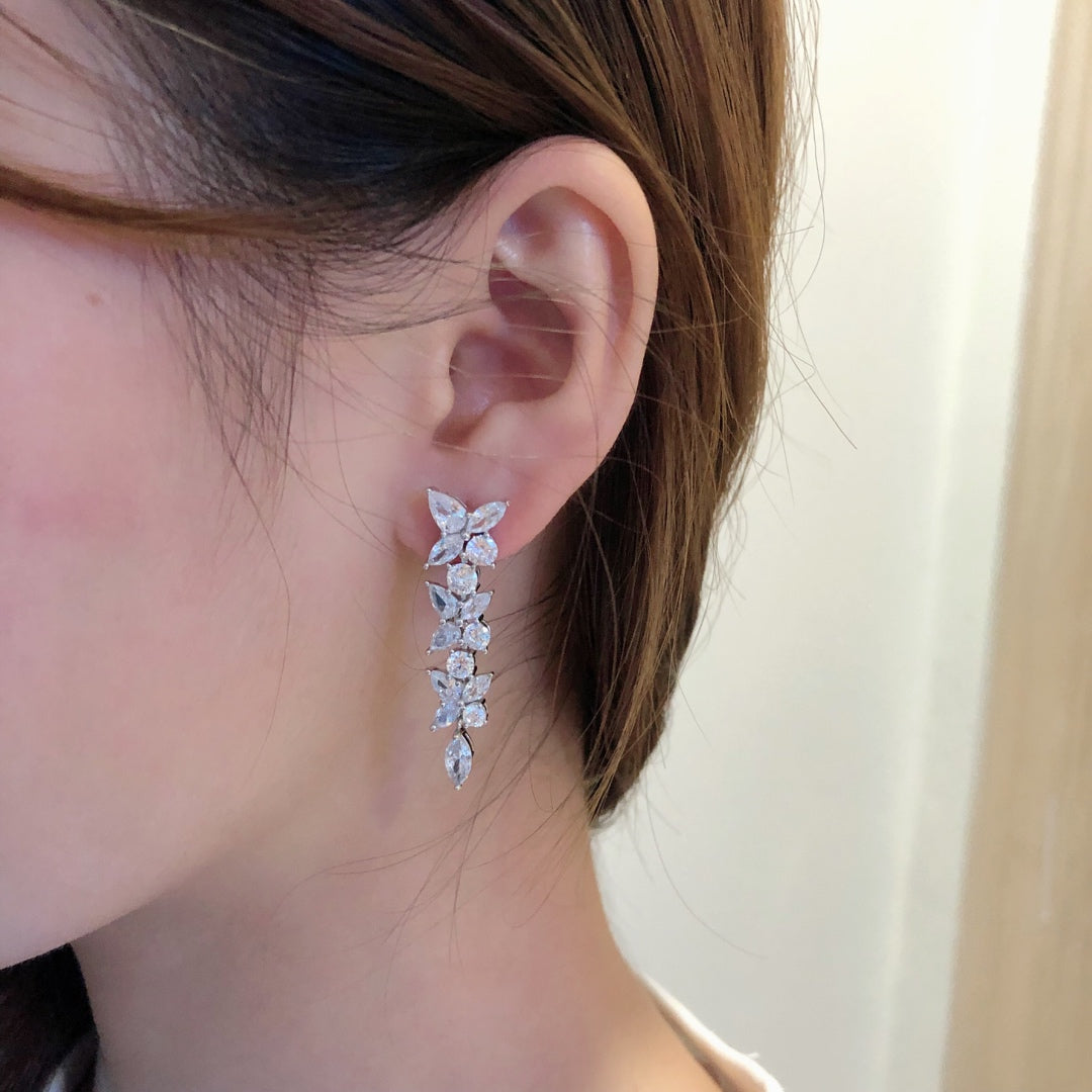 [Hildren Jewelry]VICTORIA SILVER DIAMOND DROP EARRINGS