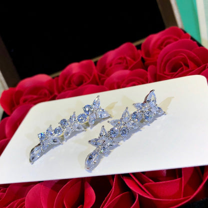 [Hildren Jewelry]VICTORIA SILVER DIAMOND DROP EARRINGS