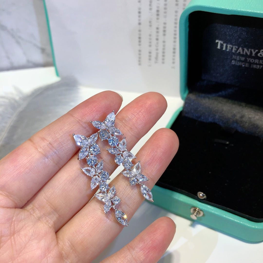 [Hildren Jewelry]VICTORIA SILVER DIAMOND DROP EARRINGS