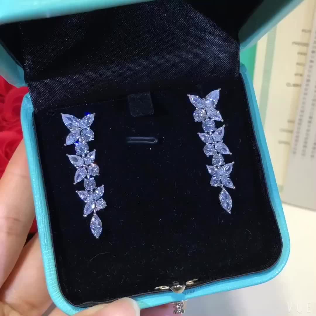 [Hildren Jewelry]VICTORIA SILVER DIAMOND DROP EARRINGS