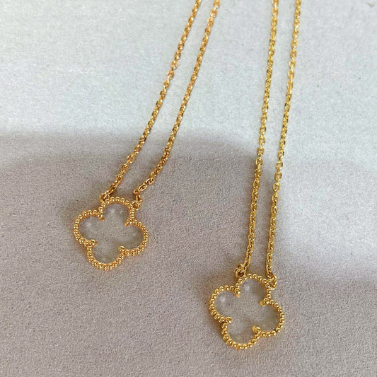 [⭐Hildren Jewelry]CLOVER ROCK CRYSTAL ROSE GOLD NECKLACE
