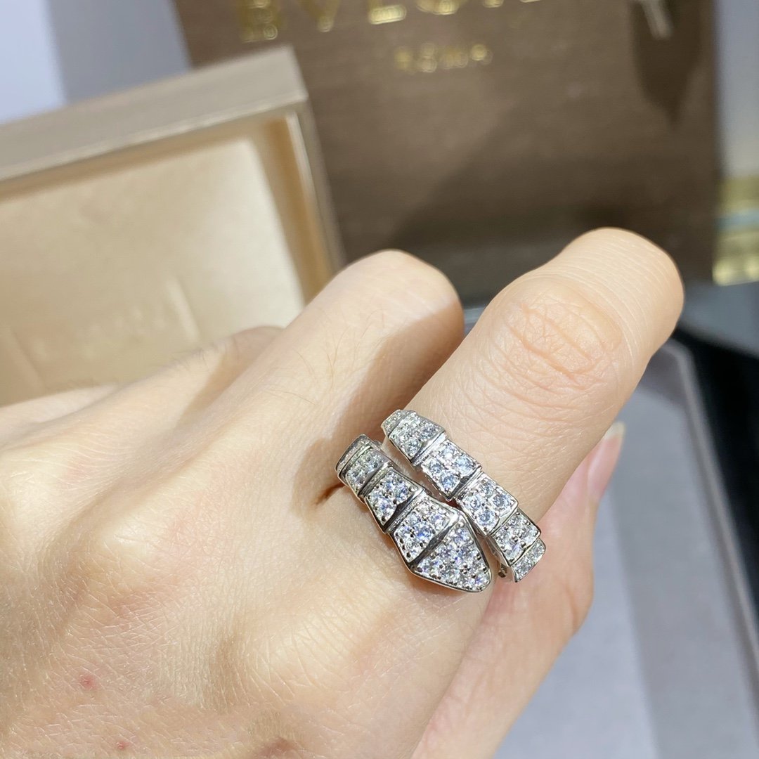 [⭐Hildren Jewelry]SERPENTI RING SILVER DIAMOND PAVED