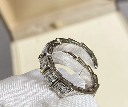 [⭐Hildren Jewelry]SERPENTI RING SILVER DIAMOND PAVED