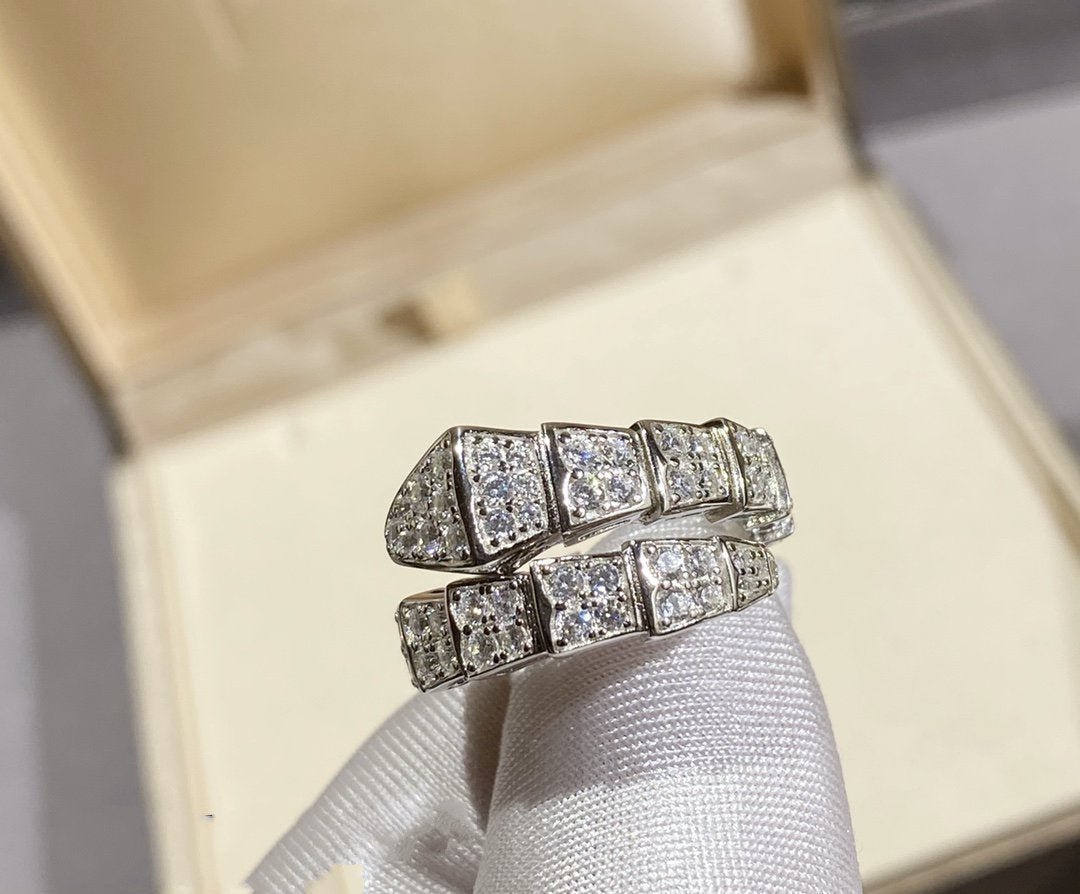 [⭐Hildren Jewelry]SERPENTI RING SILVER DIAMOND PAVED