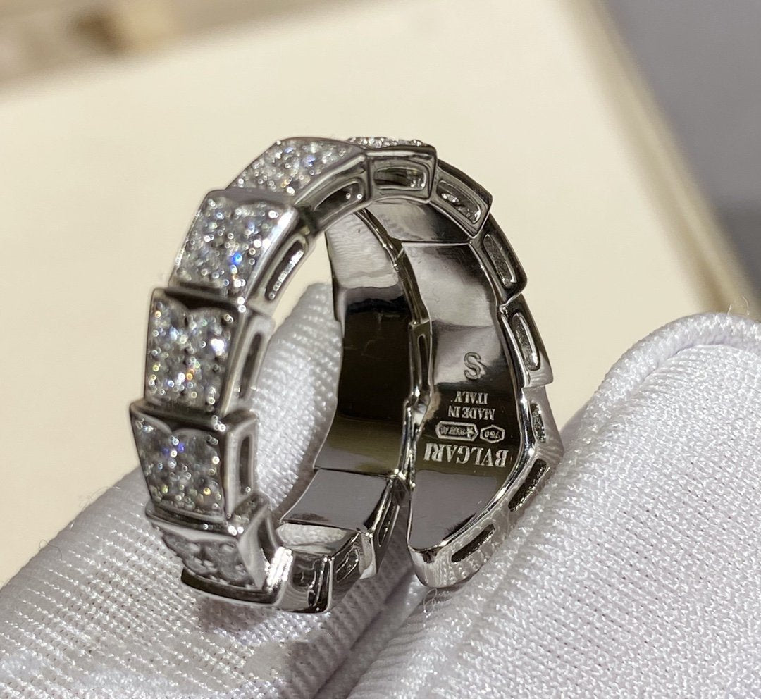 [⭐Hildren Jewelry]SERPENTI RING SILVER DIAMOND PAVED